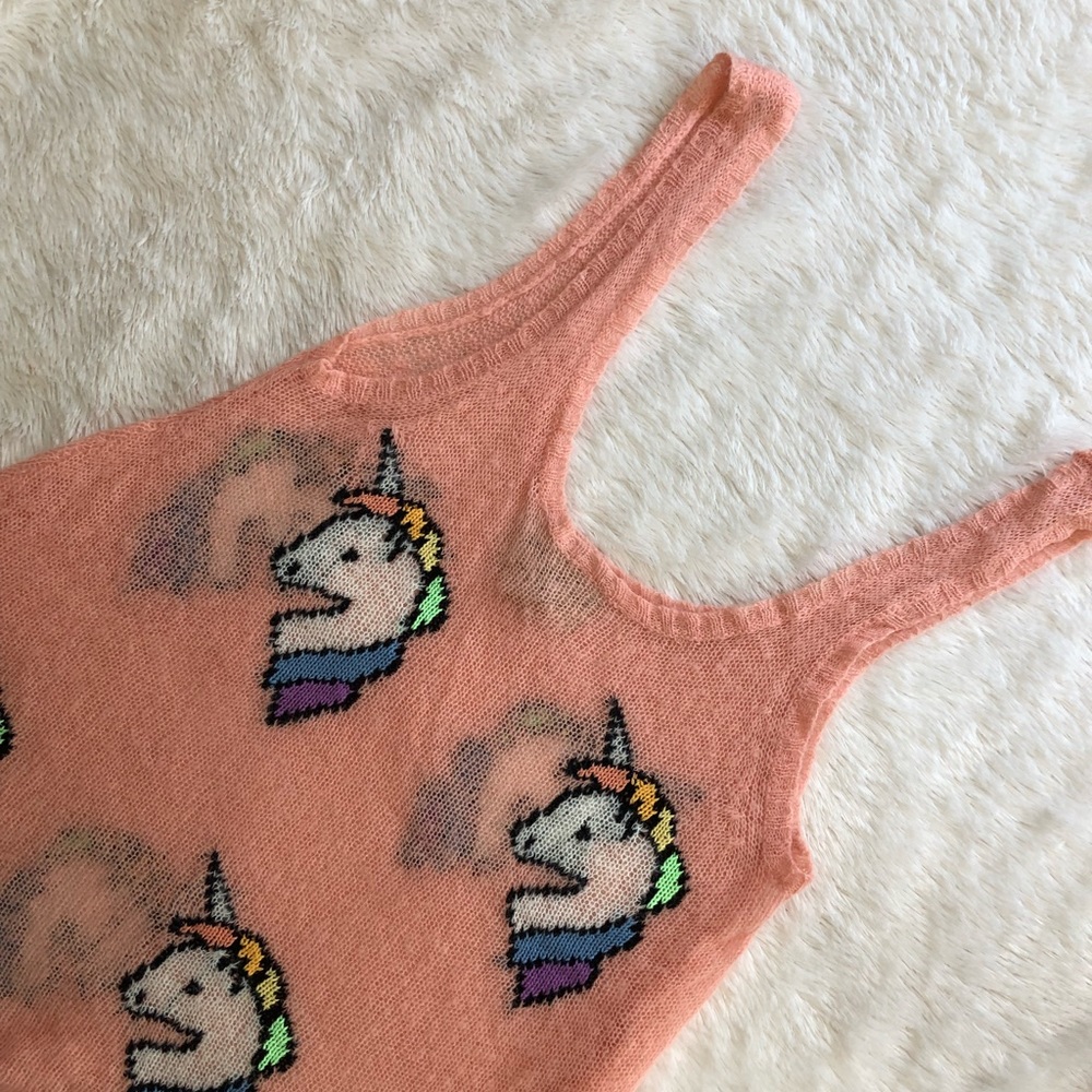 Wildfox peach unicorn knit tank top